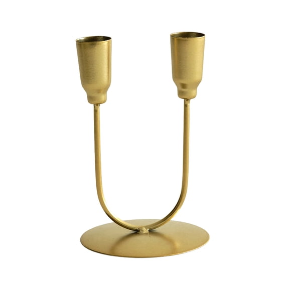 Gold Gold U-Shaped Double-Head Candlestick Made Of Metal With Compact Size For Creating A Cozy And Inviting Ambiance