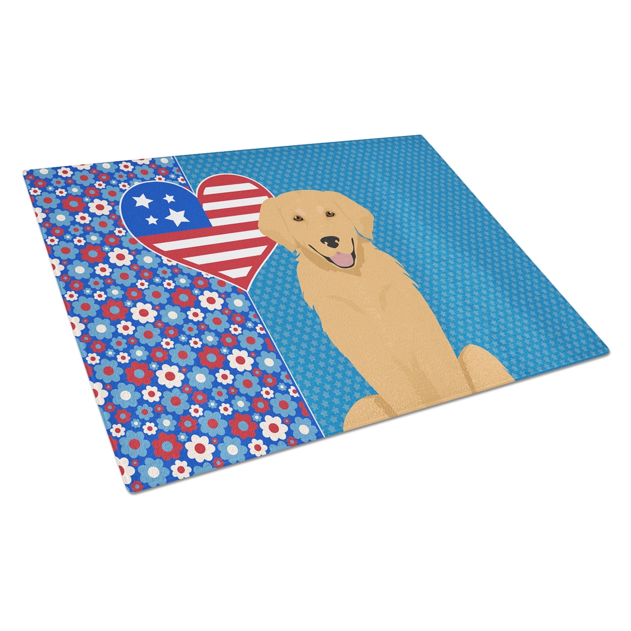 Gold Golden Retriever Glass Cutting Board Large 12 in x 15 in