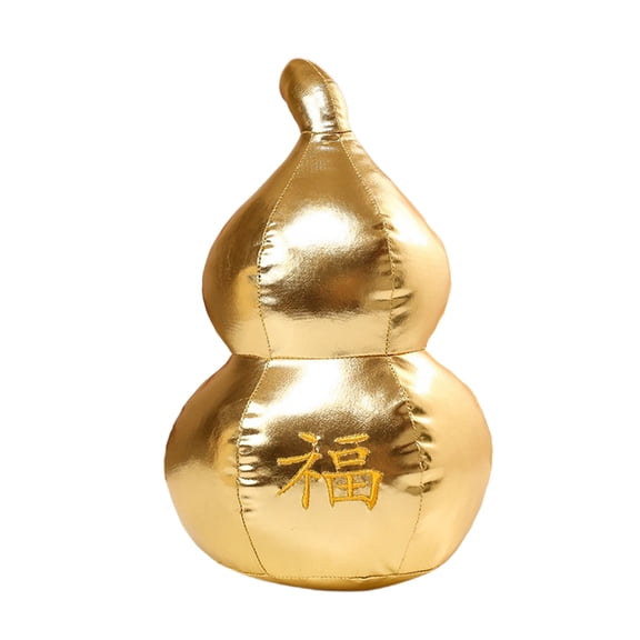 Gold Gourd-Shaped Throw Pillow For New Year Decor, Polyester Cushion With Print, Decorative Accent For Sofa Bed, Festive Home Celebration, Compact Display Size