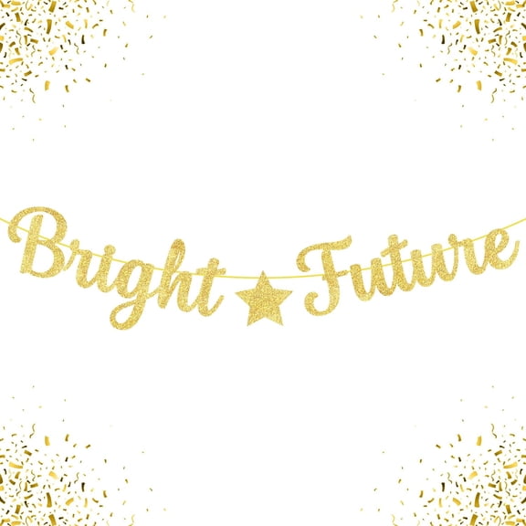 , Gold Graduation Banner 2026-10 Feet, Pre Strung | Bright Future Gold Graduation Banner for Graduation Decorations 2026 | Bright Future Decorations, 2026 Graduation Decorations