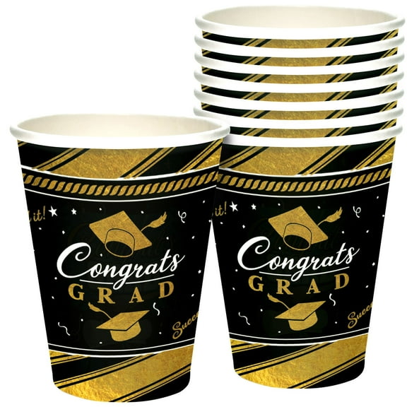 Gold Graduation Cups 16oz 16 Count - Gold Graduation Party Supplies