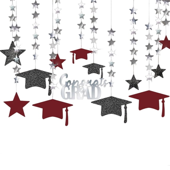 Gold Graduation Decorations 2026 Congrats Grad College Graduation Party Decoration Cap Garland Kit Supply for Prom Backdrop Decoration Class 2026 Ceiling Decor High School