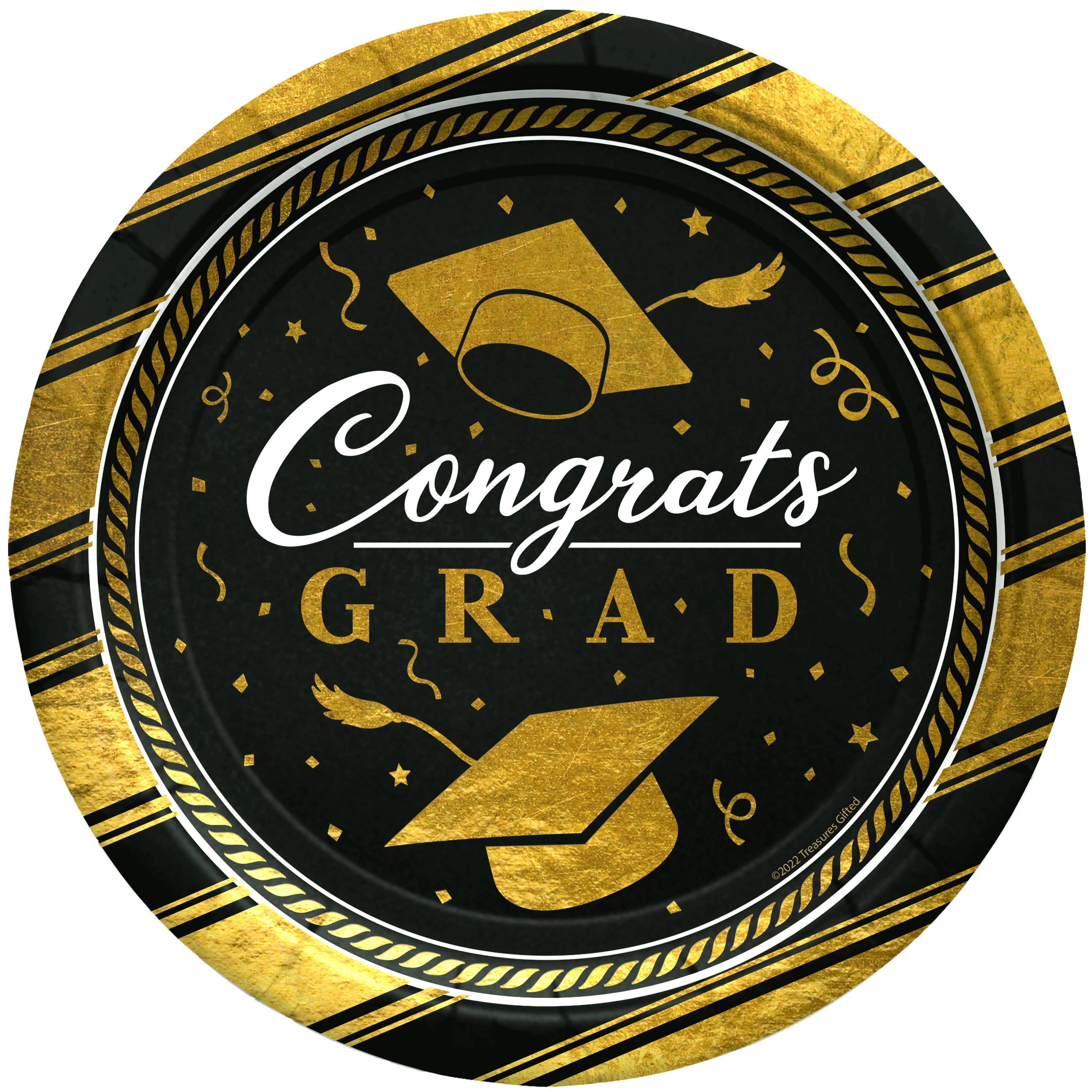 Grad Plate Gold Graduation Plates 7in 16 Count - Gold Graduation Party Supplies ...