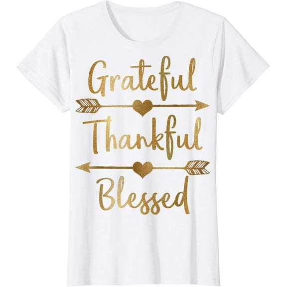 Gold Grateful Thankful Blessed Thanksgiving Shirt