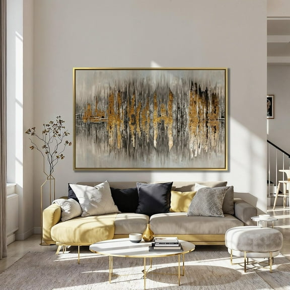 Gold & Gray Abstract Poster, Contemporary Wall Art Home Decor UNFRAMED Poster, Wall Art for Decor, Present, 8x12