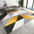 Gold Gray Black Irregular Geometric Area Rug, Modern Minimalist Mosaic