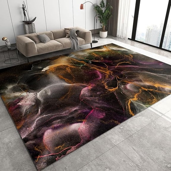 Gold Gray Marble Texture Indoor Rug, Retro Abstract Light Luxury Area Rug For Living Room, Comfortable Soft Breathable With Non-Slip Rug For Bedroom Study Office Dining Room 3x4ft
