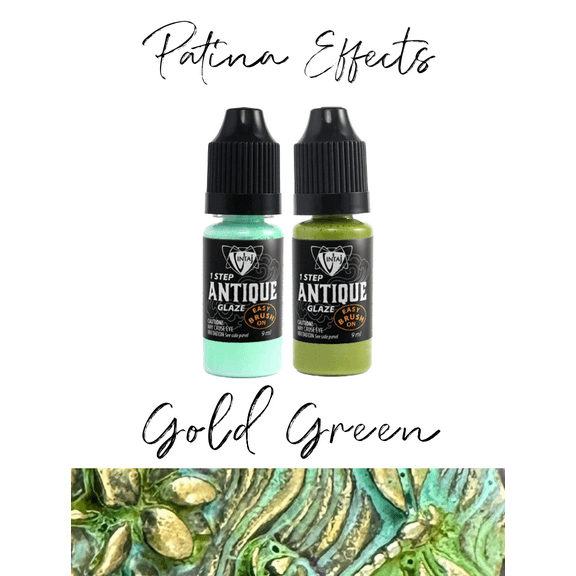 Gold Green Patina Effects Kit (2 pcs), Antique Glaze, Jewelry Craft, Multi-surface
