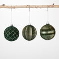 thumbnail image 1 of Gold Green Textured Ornaments Multicolor 4"H Glass Set of 3, 1 of 3