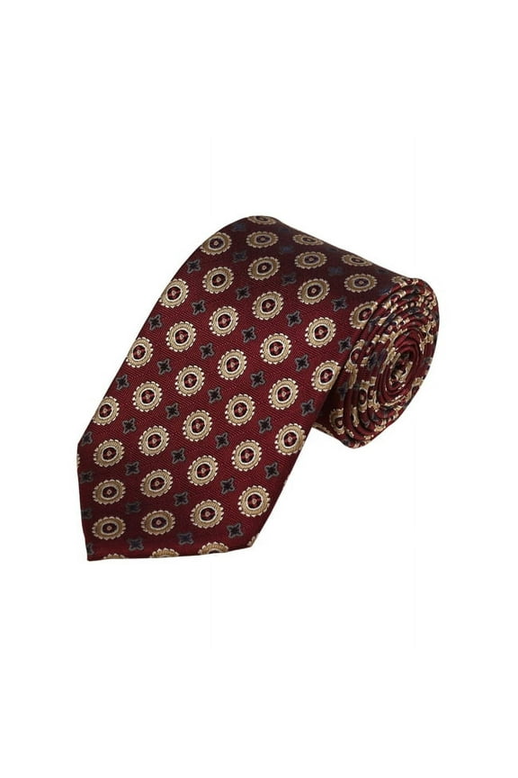 Gold, Grey And Maroon Floral Woven Necktie