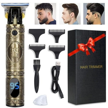 Gold Hair Trimmer, MHKJP Hair Clippers for Men Hair Cutting Professional Cordless Zero Gapped Hair Trimmers for Home Haircut Barber Clipper Detail Beard Trimmer Shaver, USB Rechargeable LED Display