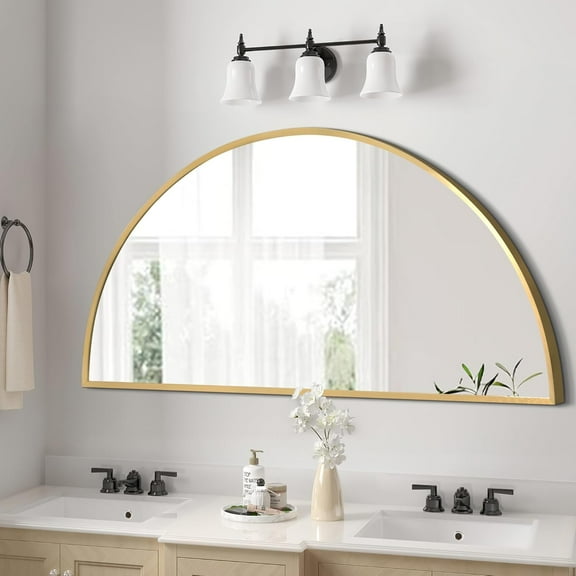 Gold Half Circle Mirror- Half Moon Mirror Metal Frame DIY for Bathroom, Bedroom, Living Room, Cloakroom, Entryway Home Decor x1