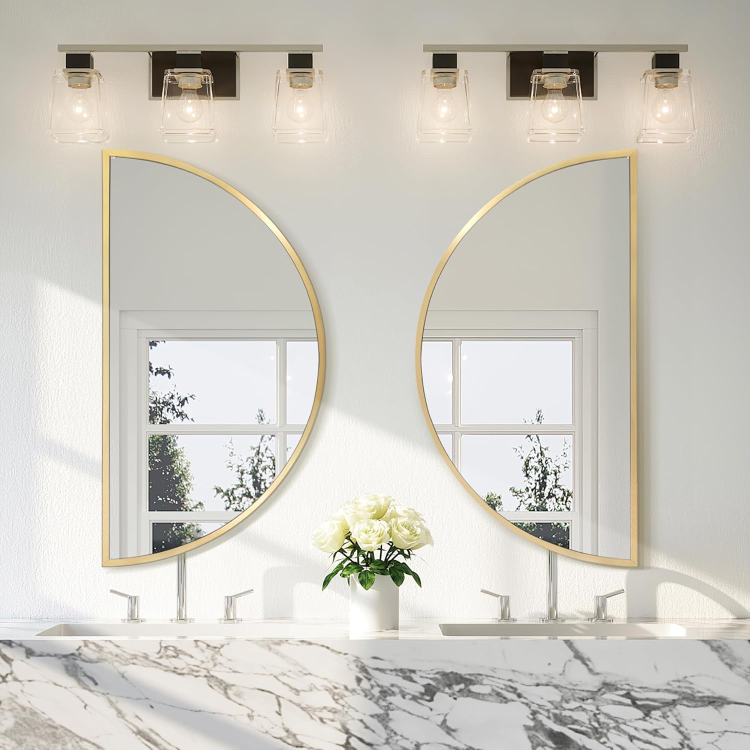 Gold Half Circle Mirror Half Moon Mirror Metal Frame DIY for Bathroom