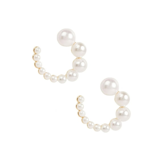 Gold Half Pearl Earring with Stud Backing