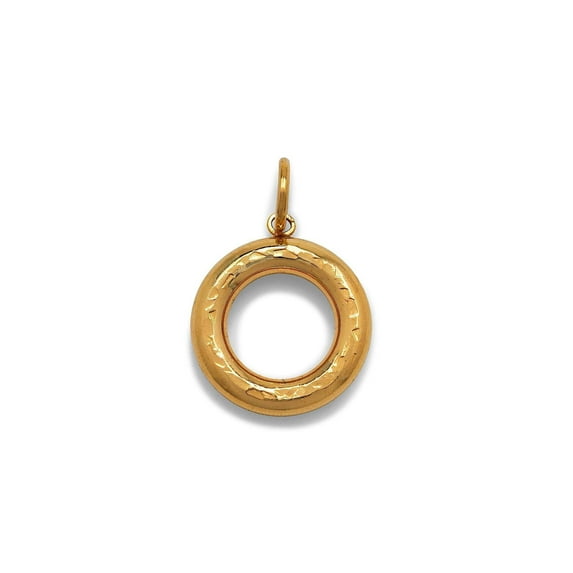 Gold Hammered Doughnut Necklace Pendant Charm