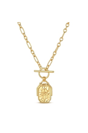 Gold Hamsa Hand OT Silver Plated Necklace