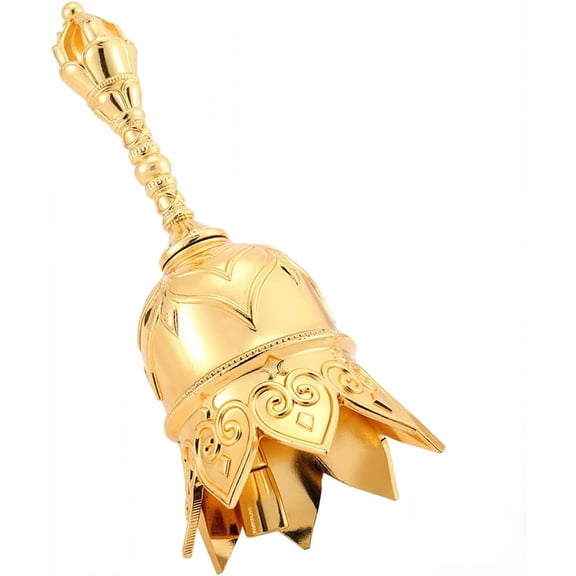 Gold Hand Bells Metal Alloy Super Loud Tibetan Lotus Hearts Solid Call Held Table Service Ringing Bell for Wedding Seniors