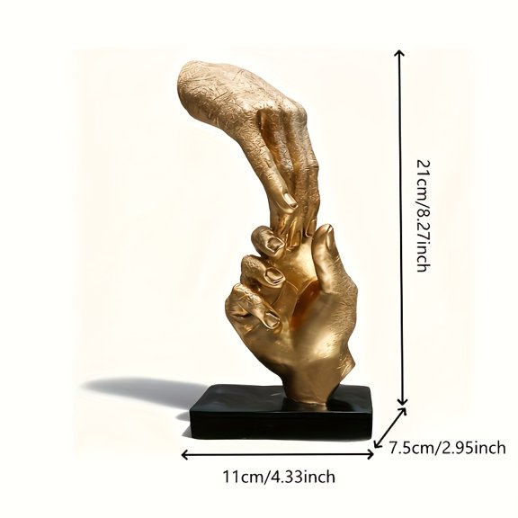 Gold Hand Statue for Shelf Decor, Geometric Figurine for Living Room and Office Table