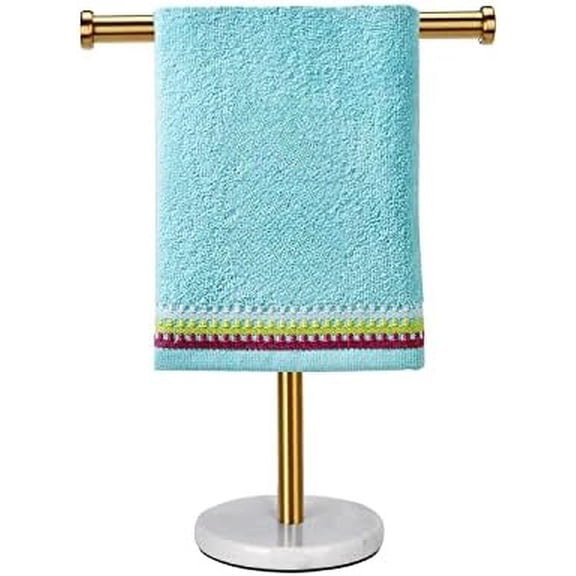 Gold Hand Towel Holder Stand Countertop, Sturdy Marble Base, Hand Towel Rack for Bathroom (Gold Brushed)