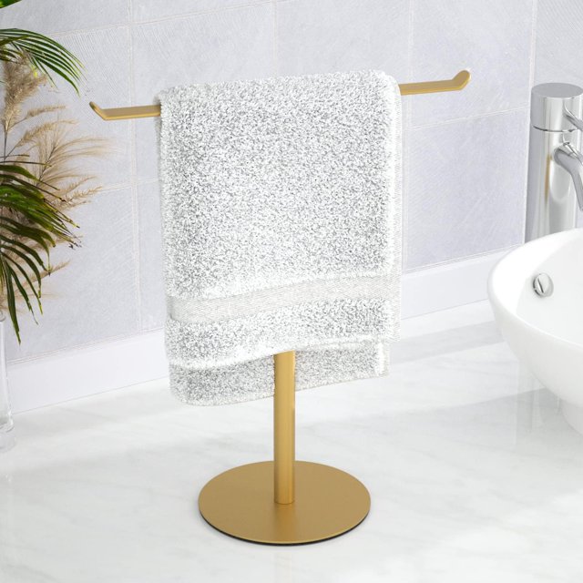 Gold Stainless Steel Hand Towel Stand for Bathroom Countertop, TShape