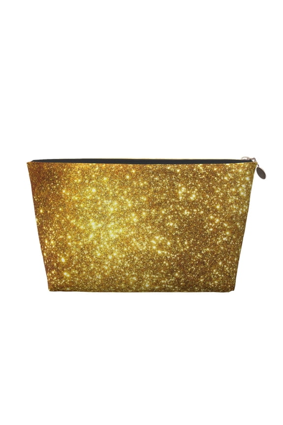 Gold Handbag Purse Tote Organizer Zipper Closure Cosmetic Pouch Bag For Travelling