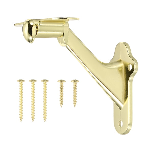 Gold Handrail Bracket, 3 Inch Heavy Duty Stair Railing Brackets Stair Support Banister Hardware for Home Office Indoor & Outdoor Stairways