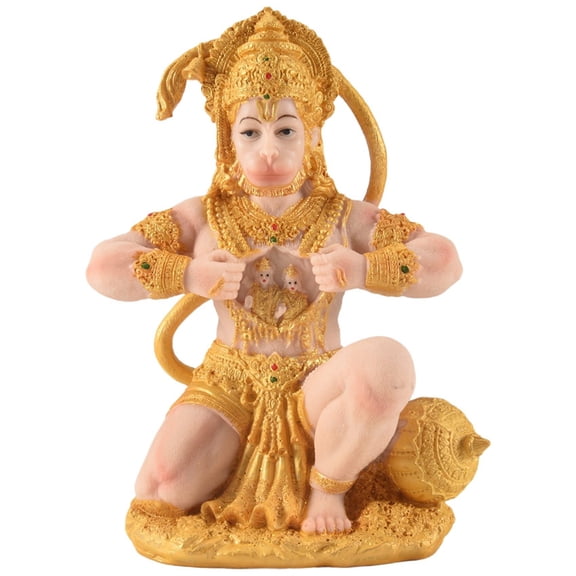 Gold Hanuman Statue Indian Lord Sculpture India Figurine Collection Idol Murti Sculpture for Decor Ornament