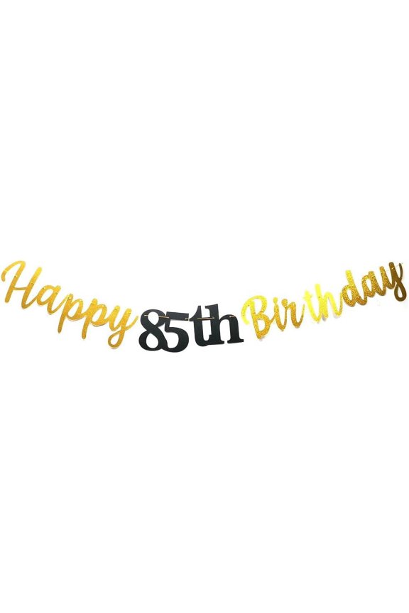 Gold Happy 85th Birthday Party Decorations for men women 85th Birthday Glitter Garland Banner Cheers to 85 Years Old Birthday Party Backdrop Decoration Sign Pre-Assembled (Gold)