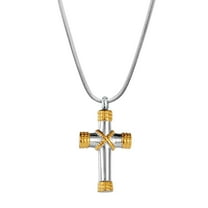 Gold Hawser Cross Religious Cremation Urn Necklace for Ashes Memorial Necklace Jewelry Keepsake with FREE Funnel Kit and Velvet Jewelry Box