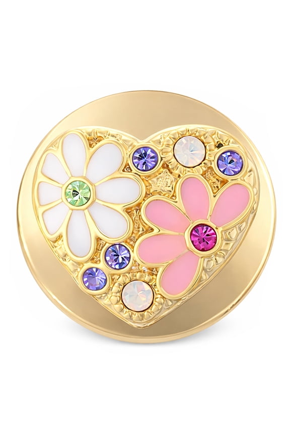 Gold Heart Flowers Snap Jewelry Ginger Charm 18MM Young Love Button for DIY Interchangeable, Customizable Jewelry Accessories