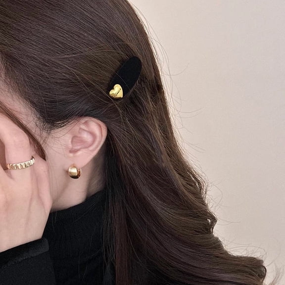 Gold Heart Hair Clip for Bangs Half Updos Side Pinning