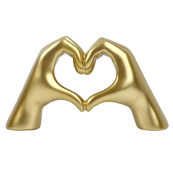 Gold Heart Hands Sculpture Decor, Resin Golden Modern Abstract Love Finger Statue, Gold Hand Model Decoration for Home Living Room Bedroom Bookshelf Shelves Wedding Office Desk Table - Gold