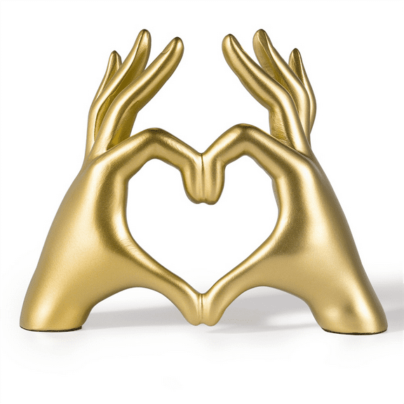 Gold Heart Hands Sculpture,Wall Decor Living Room,Table Statue Accent,Bedroom Accessories Teen Girl Gift Girlfriend