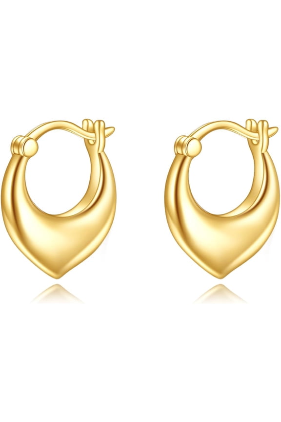 Gold Heart Hoop Earrings Yellow Gold Chunky Hoop Earrings Fine Gold Small Post Thick Hoops Earrings Jewelry Christmas Gifts for Women Teens