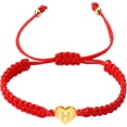 thumbnail image 1 of Gold Heart Initial Bracelets for Women - 26 Letters Initial Charm Bracelet Handmade Black Red Rope Braided Adjustable Jewelry for Mom Daughter Best Friend Birthday Mother's Day Gift, 1 of 6