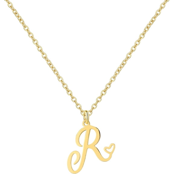 Gold Heart Initial Necklaces For Women, Minimalist Initial Heart Necklaces For Her, Dainty Alphabet Letter Pendant Necklaces Gift Jewelry[o585]