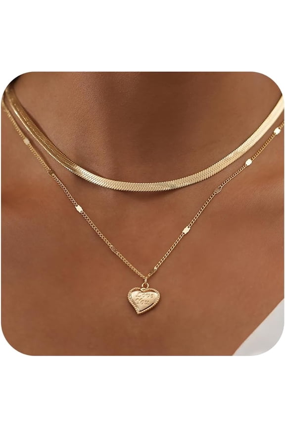 Gold Heart Necklace For Women Dainty Tiny 14K Gold Filled Heart Pendant Choker Necklaces Small Gold Love Open Heart Chain Necklace For Women Cute Minimalist Jewelry Gold Necklace Gifts For H[o4771]