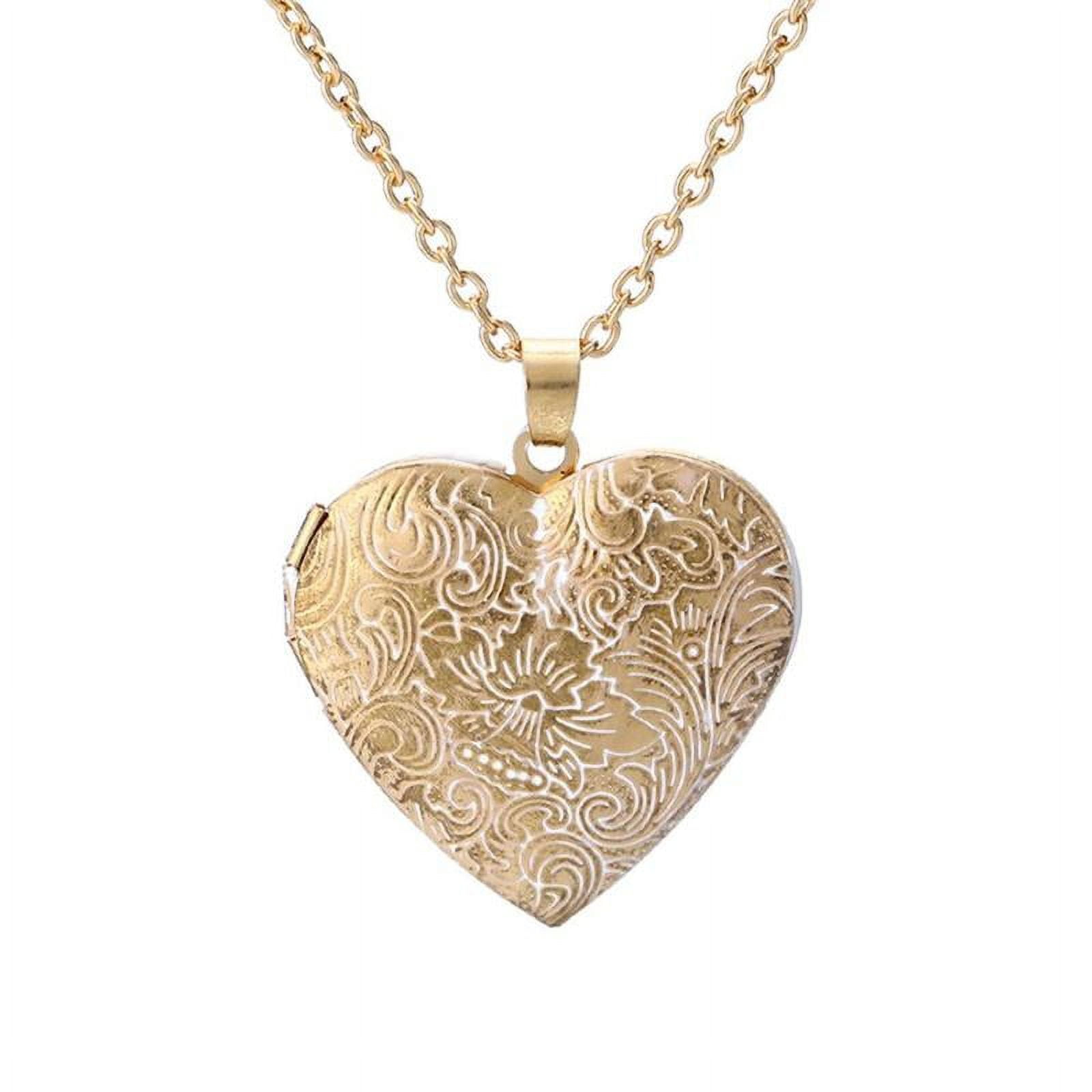 Gold Heart Photo Picture Frame Locket Pendant Chain Necklace Gift Jewely V7V5
