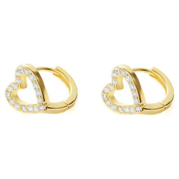 Gold Heart Shaped Cartilage CZ Hoop Earrings for Women 925 Sterling Silver Cubic Zirconia Cute Hollow Love Huggie Hoops
