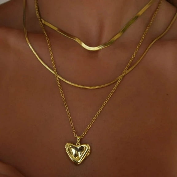 Gold Heart-Shaped Trendy Multi-Layer Necklaces
