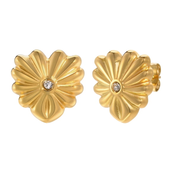Gold Heart Stud Earrings-18K Gold Plated Earrings for Women, Stainless Steel Hypoallergenic Ear Rings Trendy Jewelry Gifts