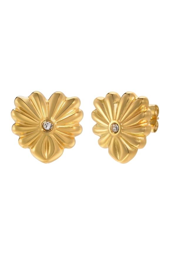 Gold Heart Stud Earrings-18K Gold Plated Earrings for Women, Stainless Steel Hypoallergenic Ear Rings Trendy Jewelry Gifts