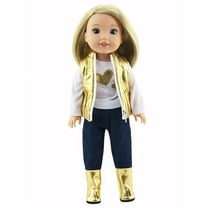 Gold Heart Vest 4 pc Set |14’’ Inch Doll Clothing