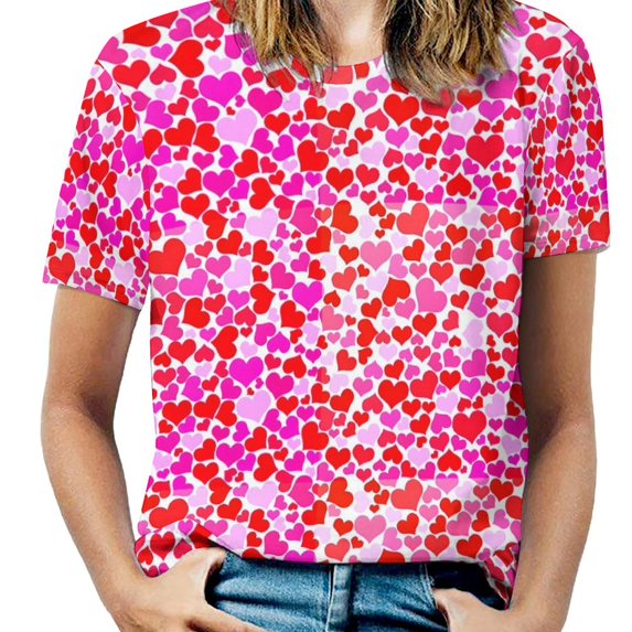 Gold Hearts T-Shirt Purple Tie Dye Print Vintage T Shirts Short-Sleeve Street Style Tee Shirt Summer Top Tees Big Size