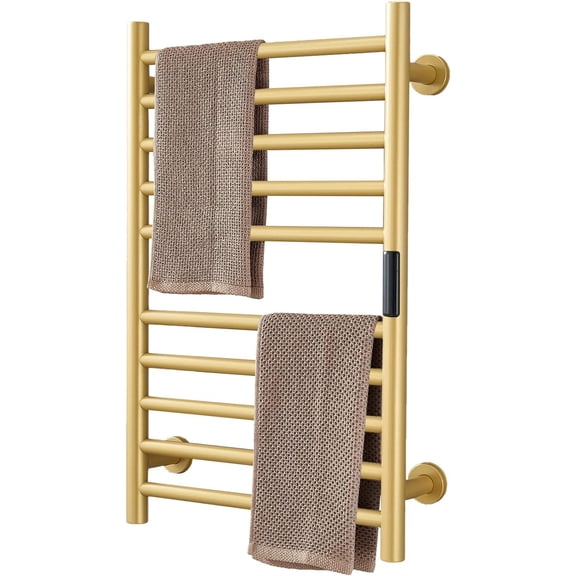 Gold Heated Towel Warmer Radiator Bathroom Accessories  Built-in Timer Temperature Control 10 Bars Electric Heated Towel Racks for Bathroom  Stainless Steel Towel Warmer Drying Rack  (Har