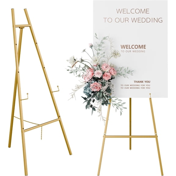 Gold Heavy Duty 4-Tier Adjustable Easel Stand for Signs Artwork and Photos 1 Piece