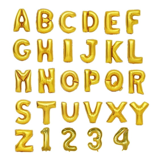 Gold Helium Foil Balloons Letters and Numbers - Letter A - 16 Inches