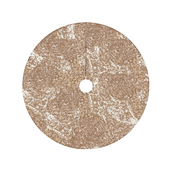 Gold Holiday Tree Skirt With Sequin In Champagne Gold 36 Inches For Christmas