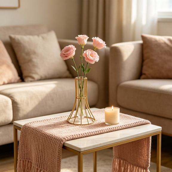Gold Hollow Iron Art Hydroponic Vase, Modern Minimalist Transparent Glass Flower Vase Home Living Room Table Decor Ornament