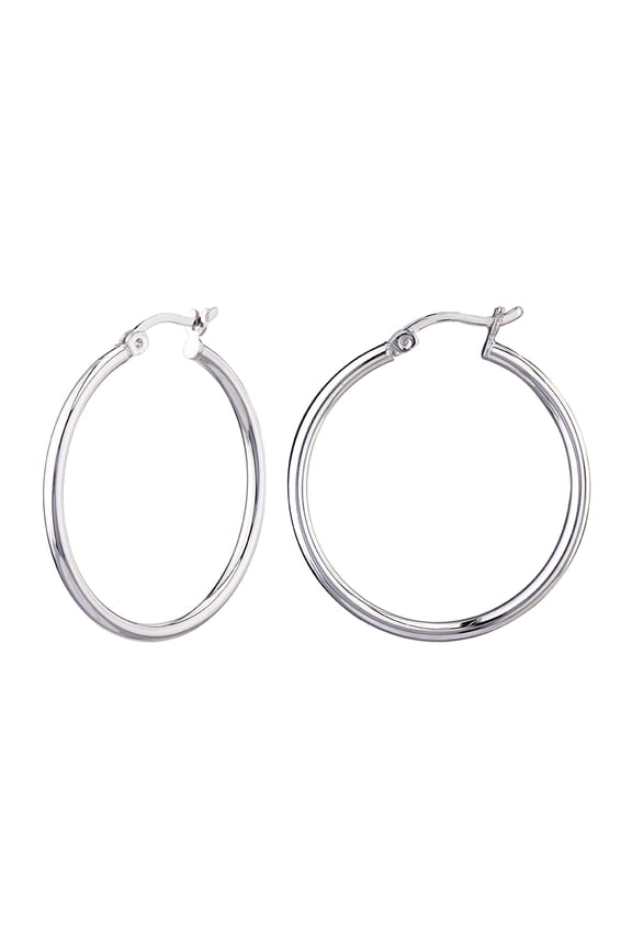 925 Sterling Silver 30mm Click-Top High Polish Hoop Earrings, Adult Female Women